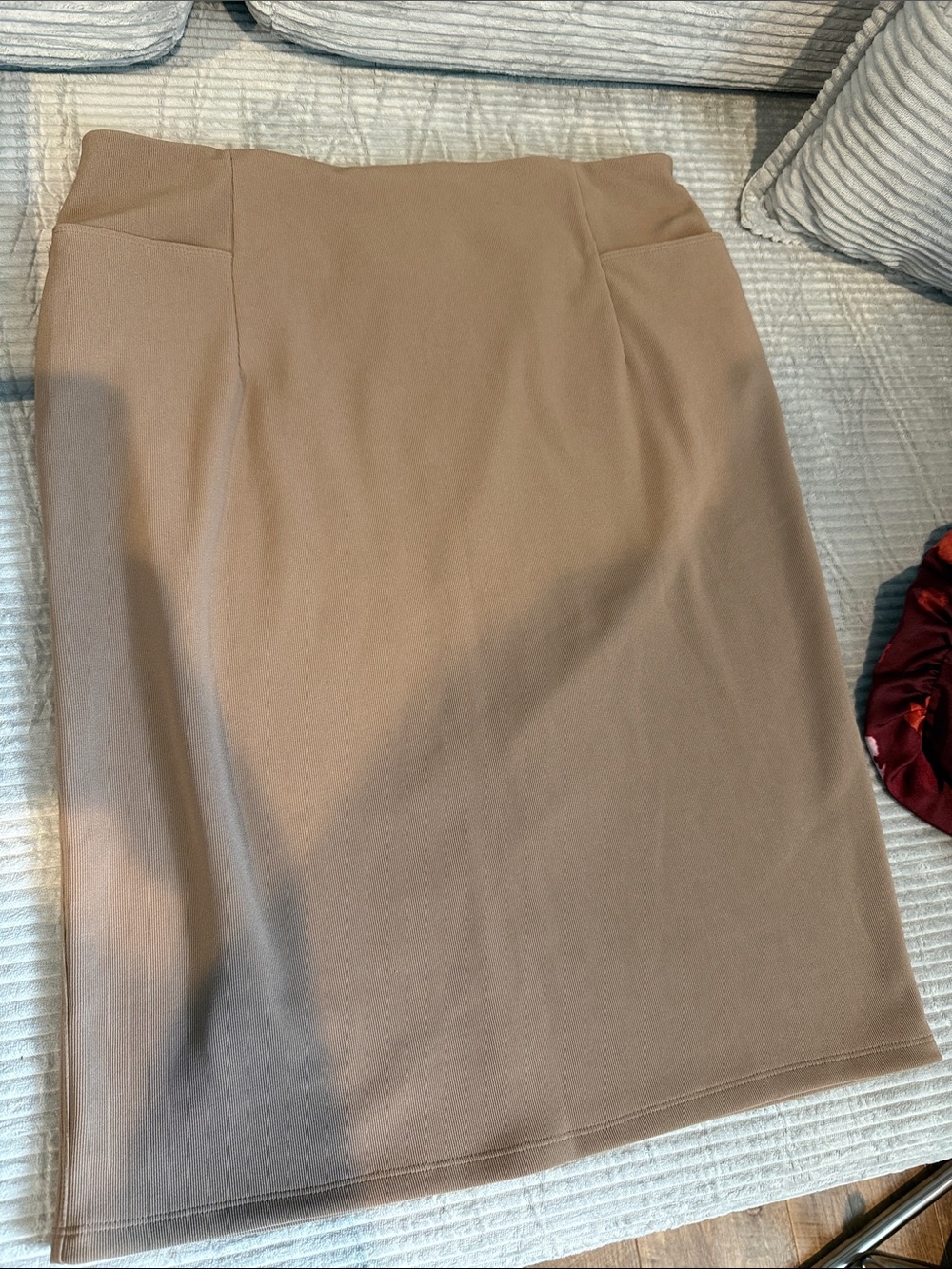 Women's Midi Pencil Skirt in Taupe - Sleek Workwear Staple